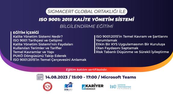 Sigmacert Global Ortaklığı ile Iso 9001:2015 Kalite Yönetim Sistemi Bilgilendirme Eğitimi